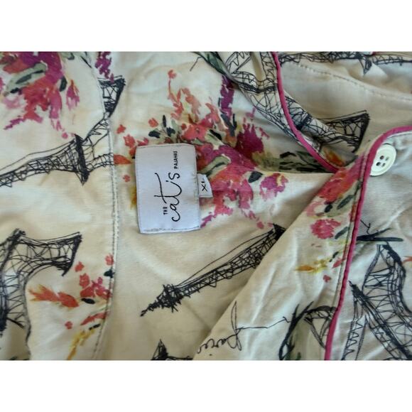 The Cat's Pajamas Paris print pajama set - Picture 2 of 9